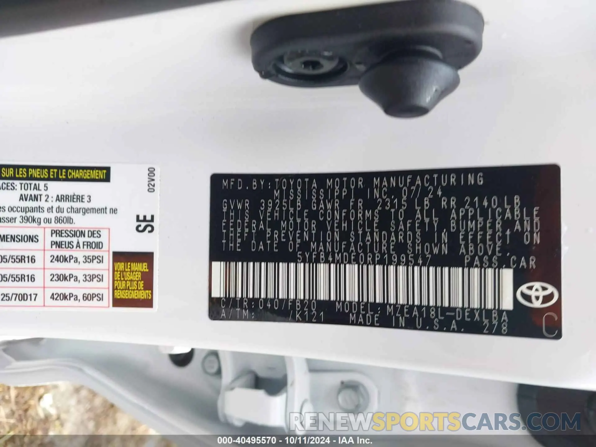 9 fotografías del automóvil dañado 5YFB4MDE0RP199547 TOYOTA COROLLA 2024