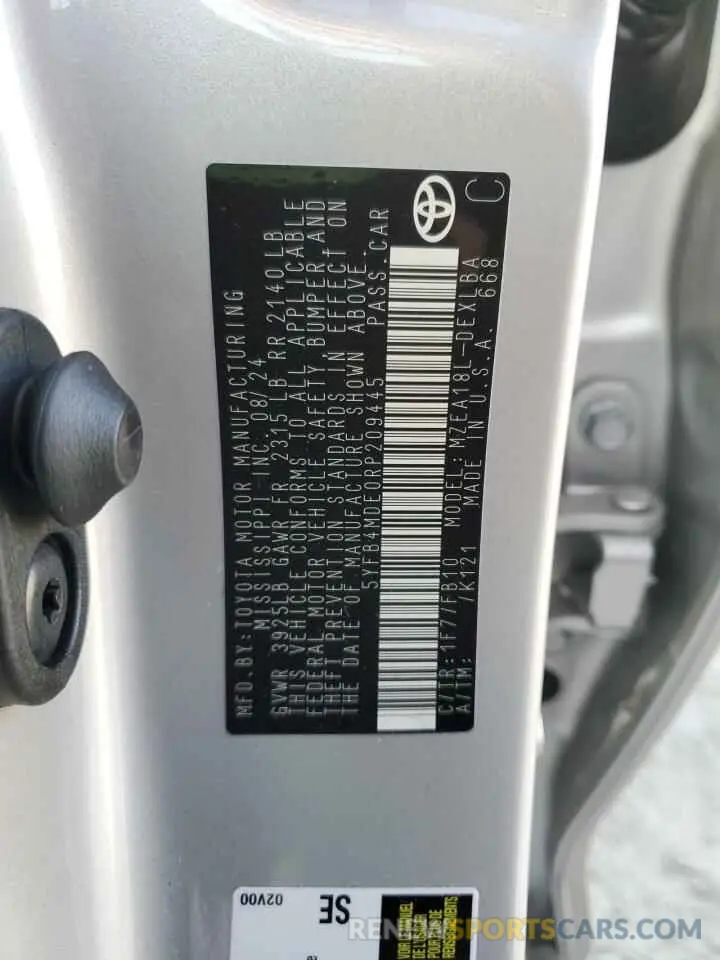 13 fotografías del automóvil dañado 5YFB4MDE0RP209445 TOYOTA COROLLA 2024