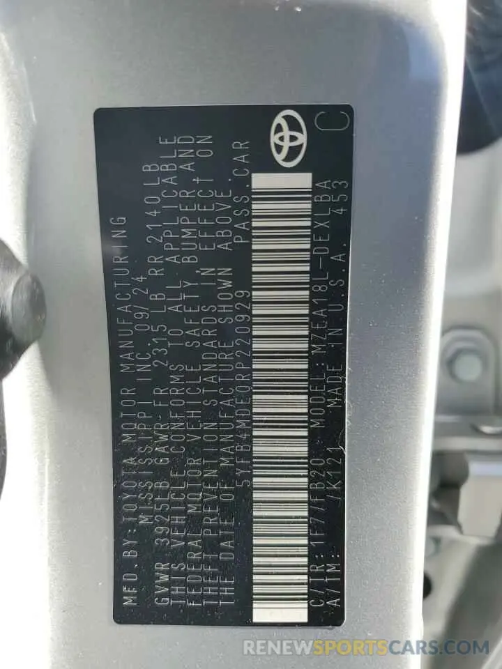 13 fotografías del automóvil dañado 5YFB4MDE0RP220929 TOYOTA COROLLA 2024