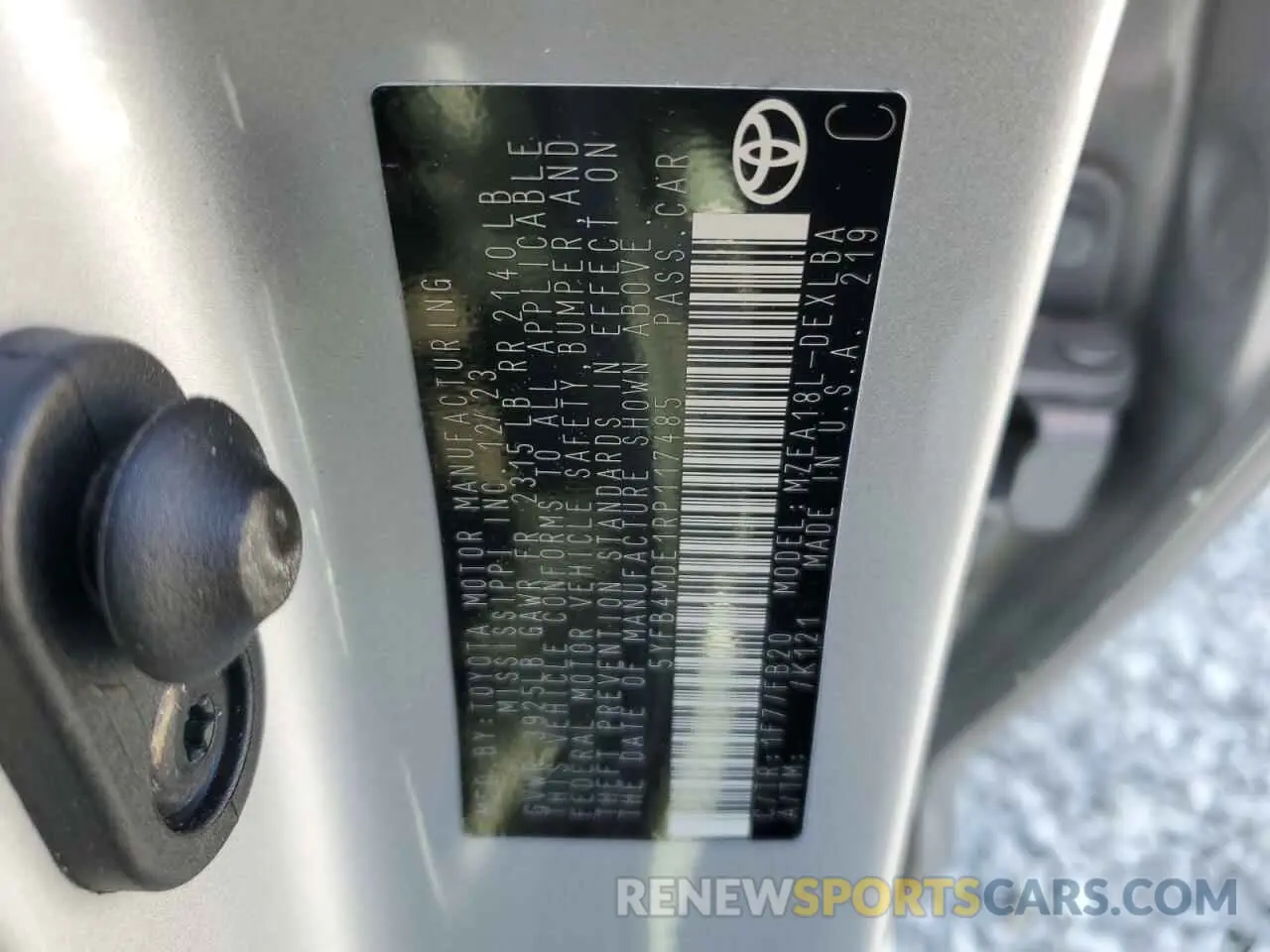 14 fotografías del automóvil dañado 5YFB4MDE1RP117485 TOYOTA COROLLA 2024