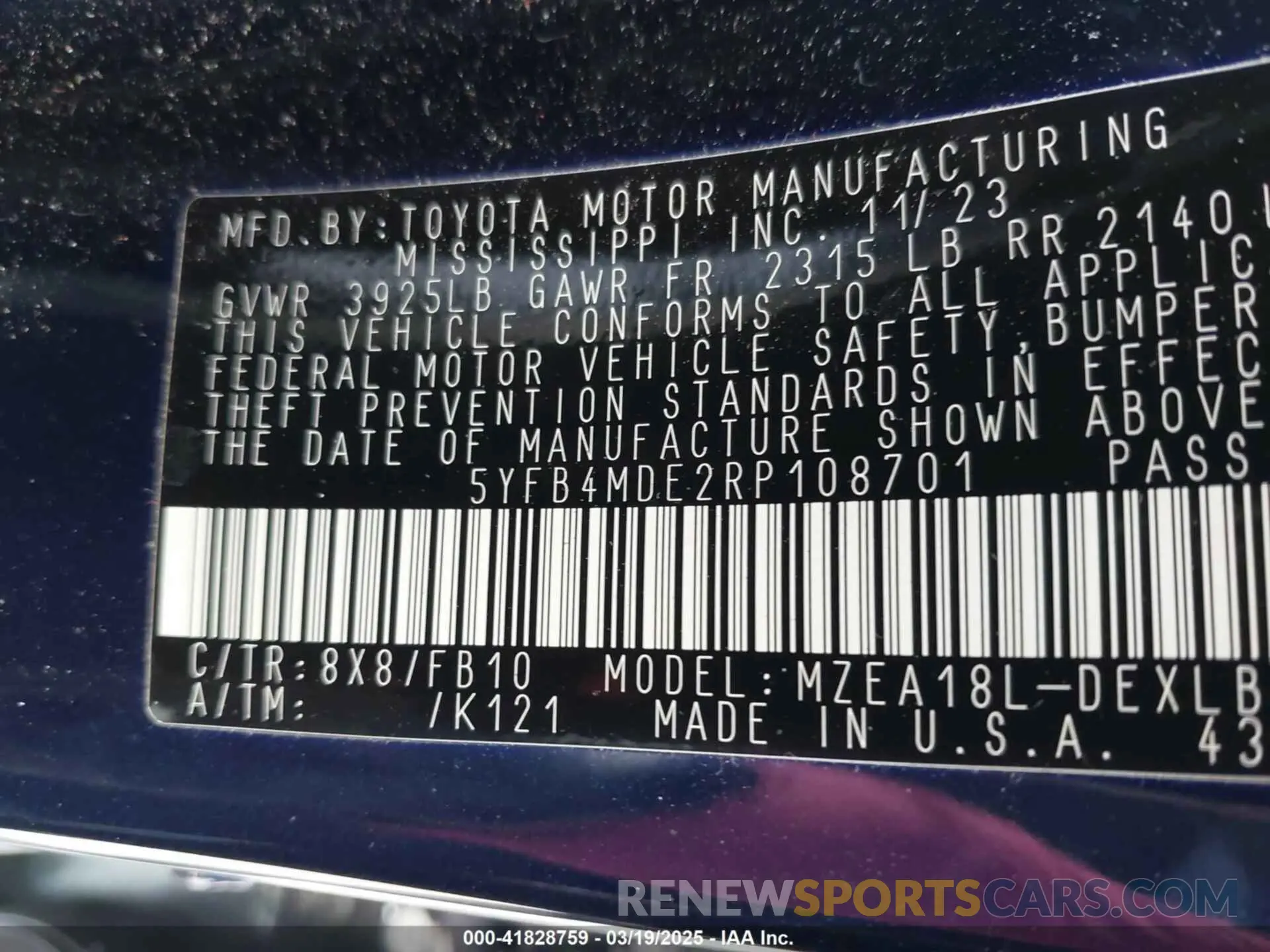9 fotografías del automóvil dañado 5YFB4MDE2RP108701 TOYOTA COROLLA 2024