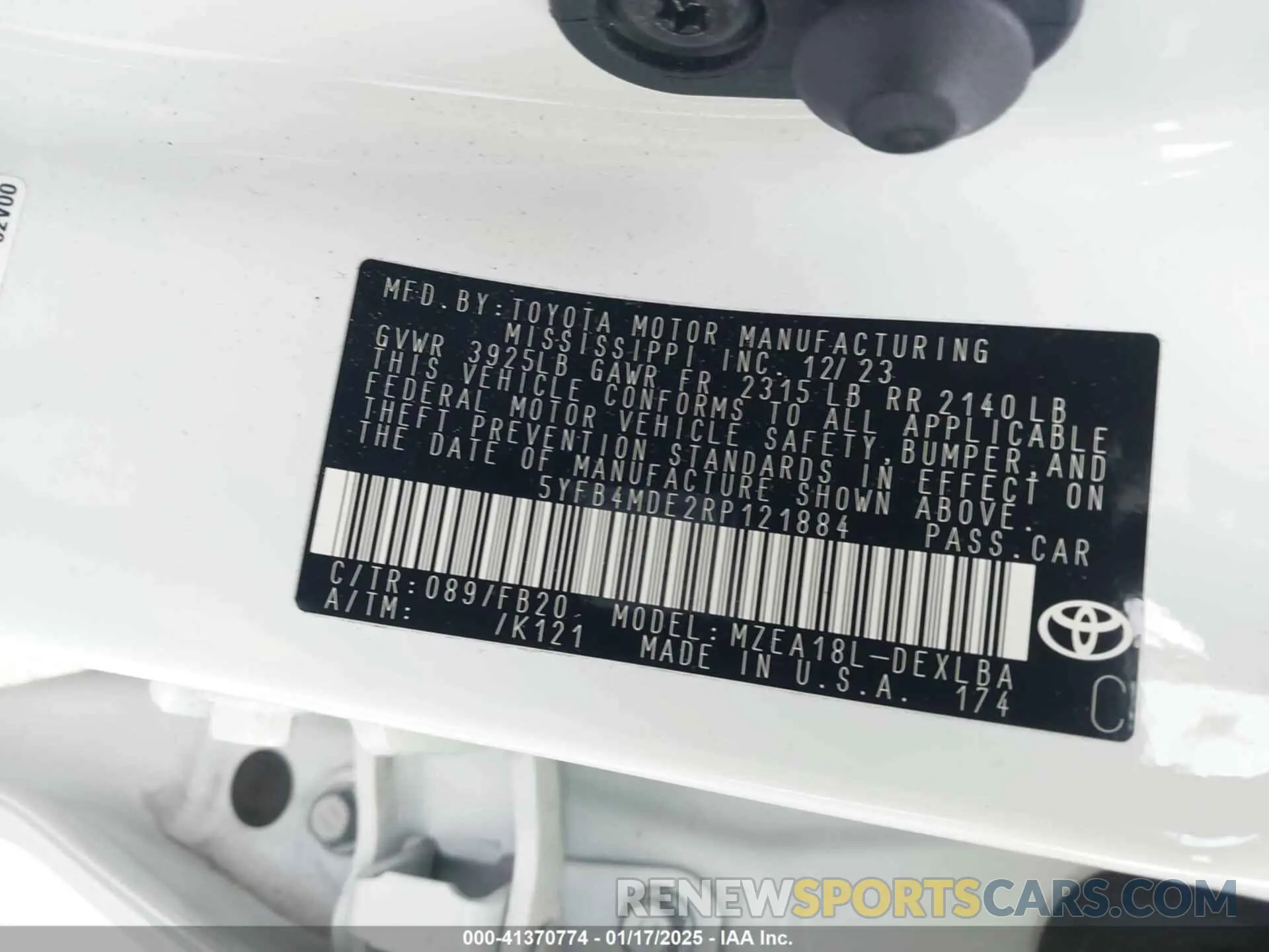 9 fotografías del automóvil dañado 5YFB4MDE2RP121884 TOYOTA COROLLA 2024