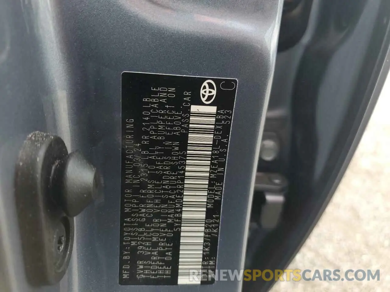 12 fotografías del automóvil dañado 5YFB4MDE2RP145375 TOYOTA COROLLA 2024