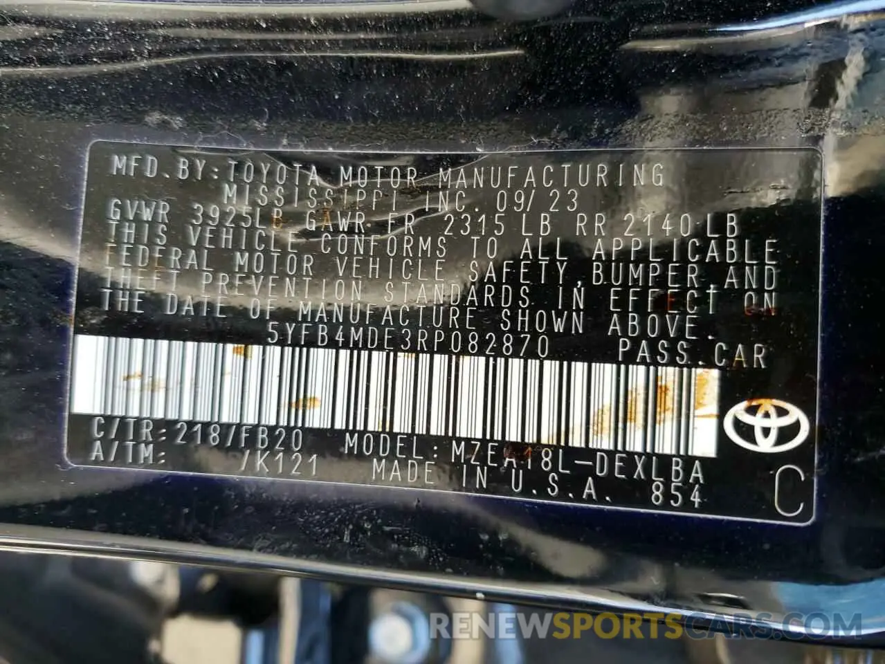 13 fotografías del automóvil dañado 5YFB4MDE3RP082870 TOYOTA COROLLA 2024