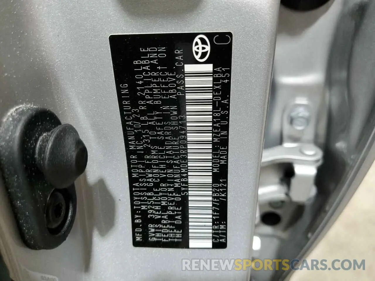 12 fotografías del automóvil dañado 5YFB4MDE3RP094713 TOYOTA COROLLA 2024