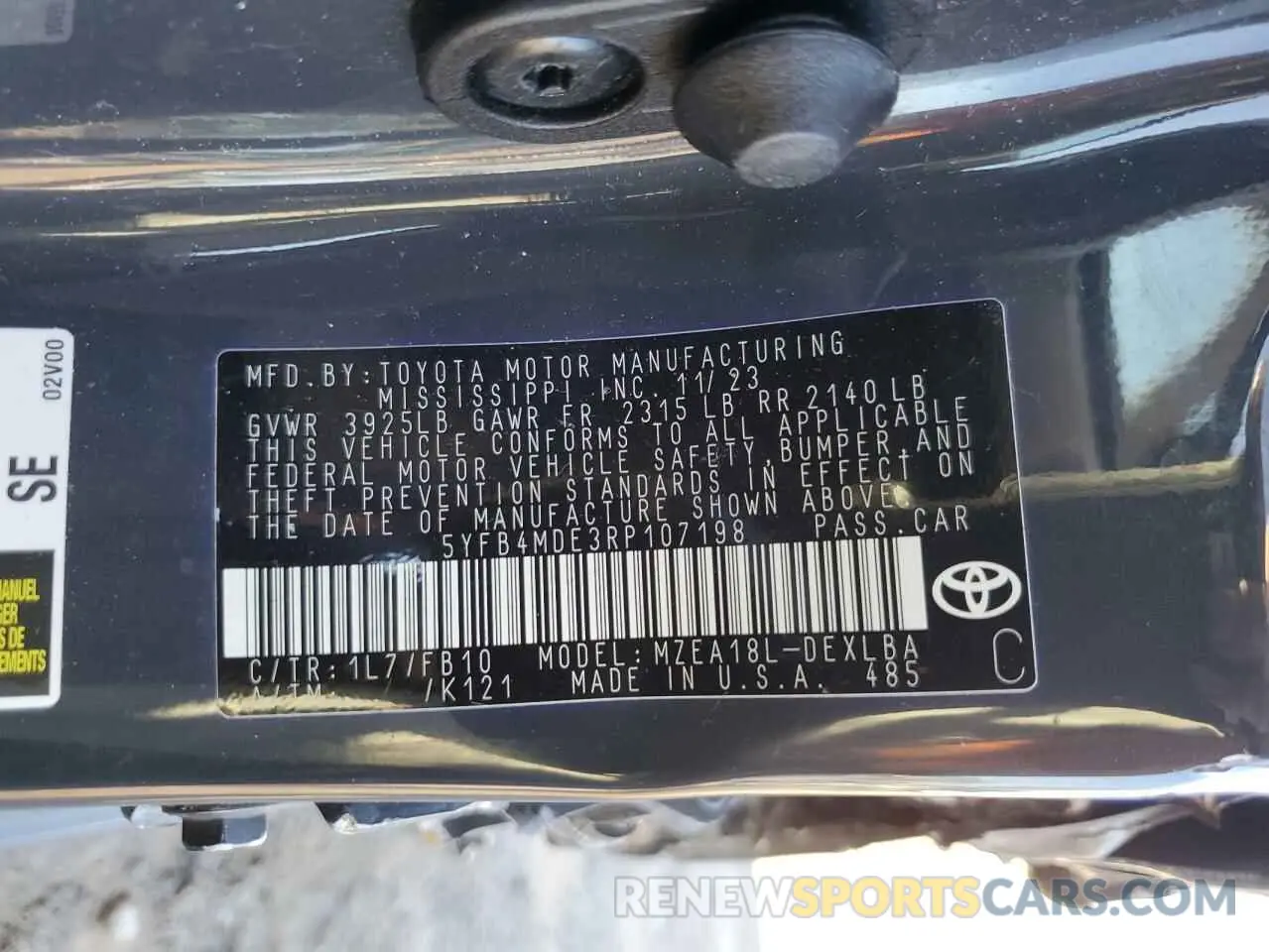 13 fotografías del automóvil dañado 5YFB4MDE3RP107198 TOYOTA COROLLA 2024