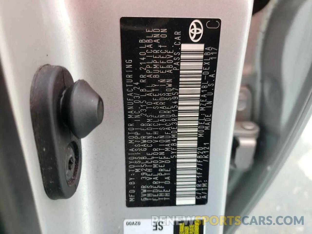 12 fotografías del automóvil dañado 5YFB4MDE3RP154957 TOYOTA COROLLA 2024