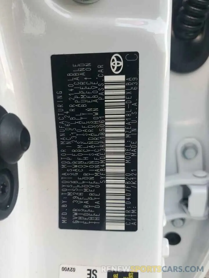 13 fotografías del automóvil dañado 5YFB4MDE3RP185061 TOYOTA COROLLA 2024