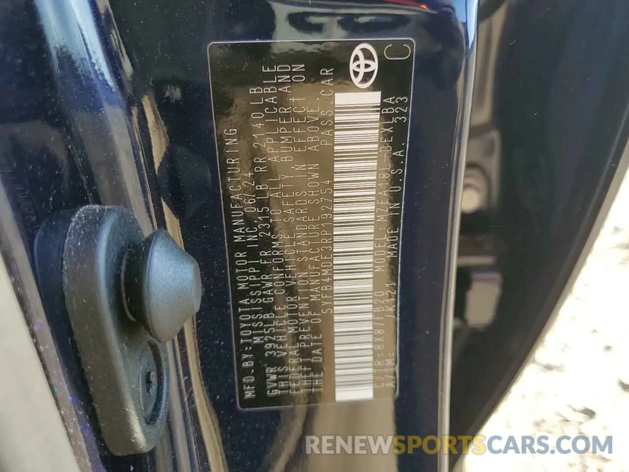 12 fotografías del automóvil dañado 5YFB4MDE3RP192754 TOYOTA COROLLA 2024