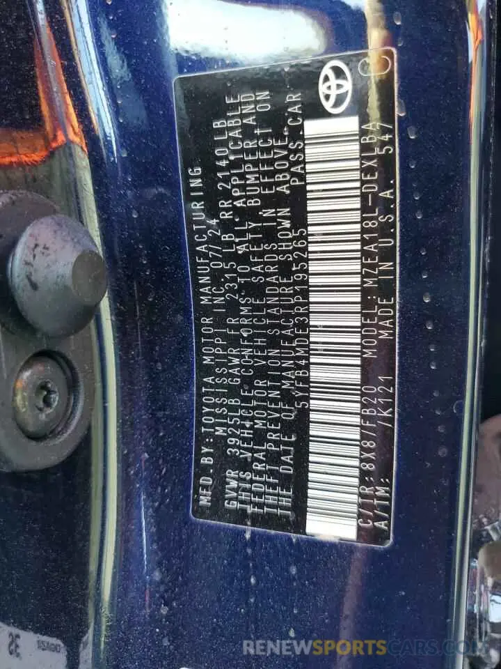 13 fotografías del automóvil dañado 5YFB4MDE3RP195265 TOYOTA COROLLA 2024