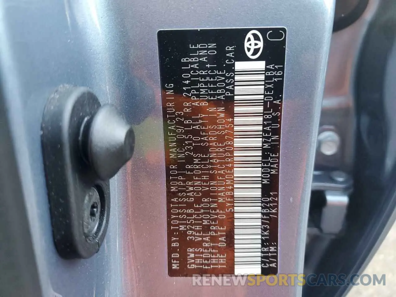 13 fotografías del automóvil dañado 5YFB4MDE4RP087754 TOYOTA COROLLA 2024