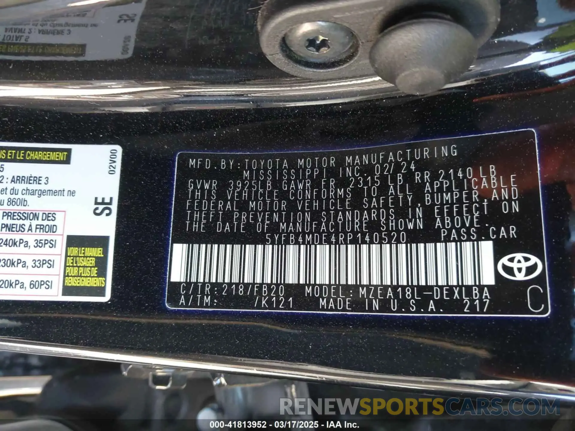 9 fotografías del automóvil dañado 5YFB4MDE4RP140520 TOYOTA COROLLA 2024