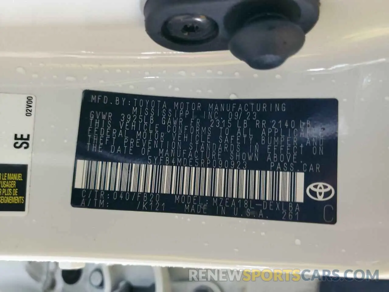 13 fotografías del automóvil dañado 5YFB4MDE5RP090923 TOYOTA COROLLA 2024