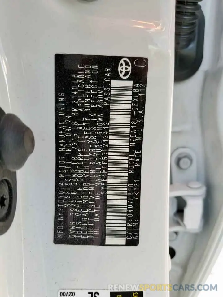 12 fotografías del automóvil dañado 5YFB4MDE5RP213412 TOYOTA COROLLA 2024