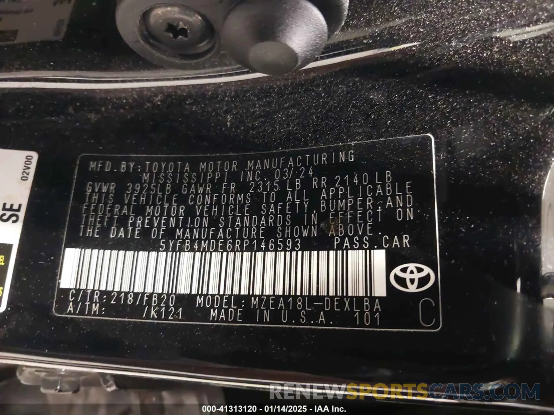 9 fotografías del automóvil dañado 5YFB4MDE6RP146593 TOYOTA COROLLA 2024