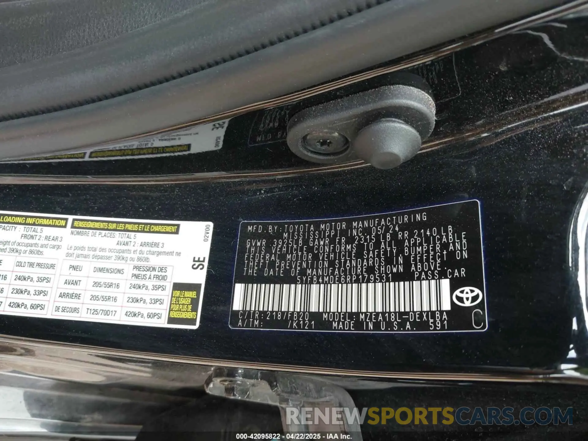 9 fotografías del automóvil dañado 5YFB4MDE6RP179531 TOYOTA COROLLA 2024
