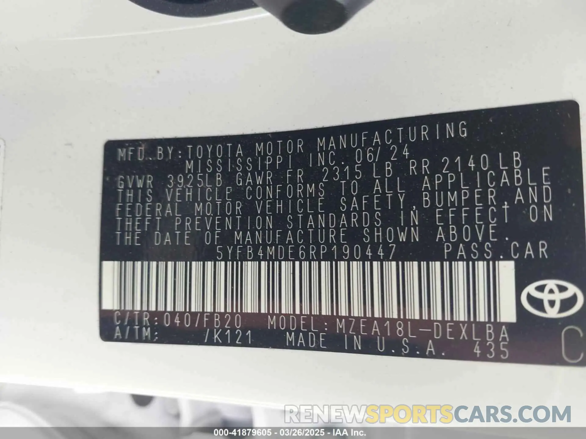 9 fotografías del automóvil dañado 5YFB4MDE6RP190447 TOYOTA COROLLA 2024