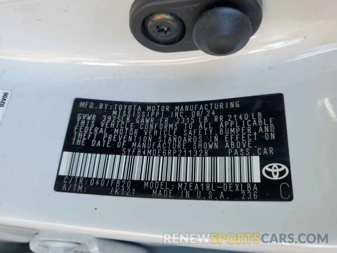 12 fotografías del automóvil dañado 5YFB4MDE6RP211328 TOYOTA COROLLA 2024