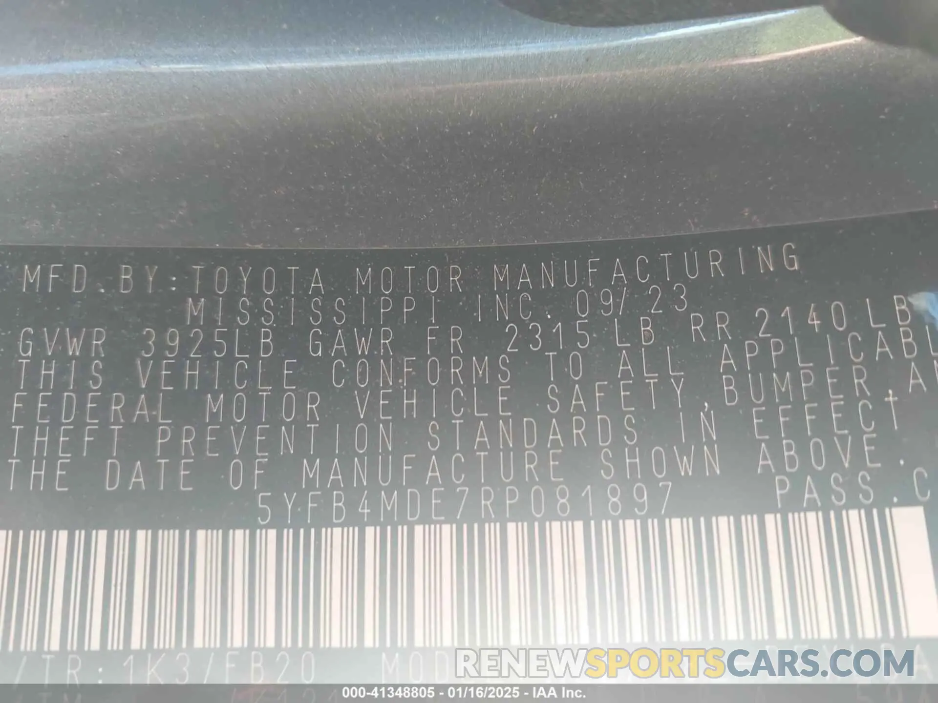 9 fotografías del automóvil dañado 5YFB4MDE7RP081897 TOYOTA COROLLA 2024