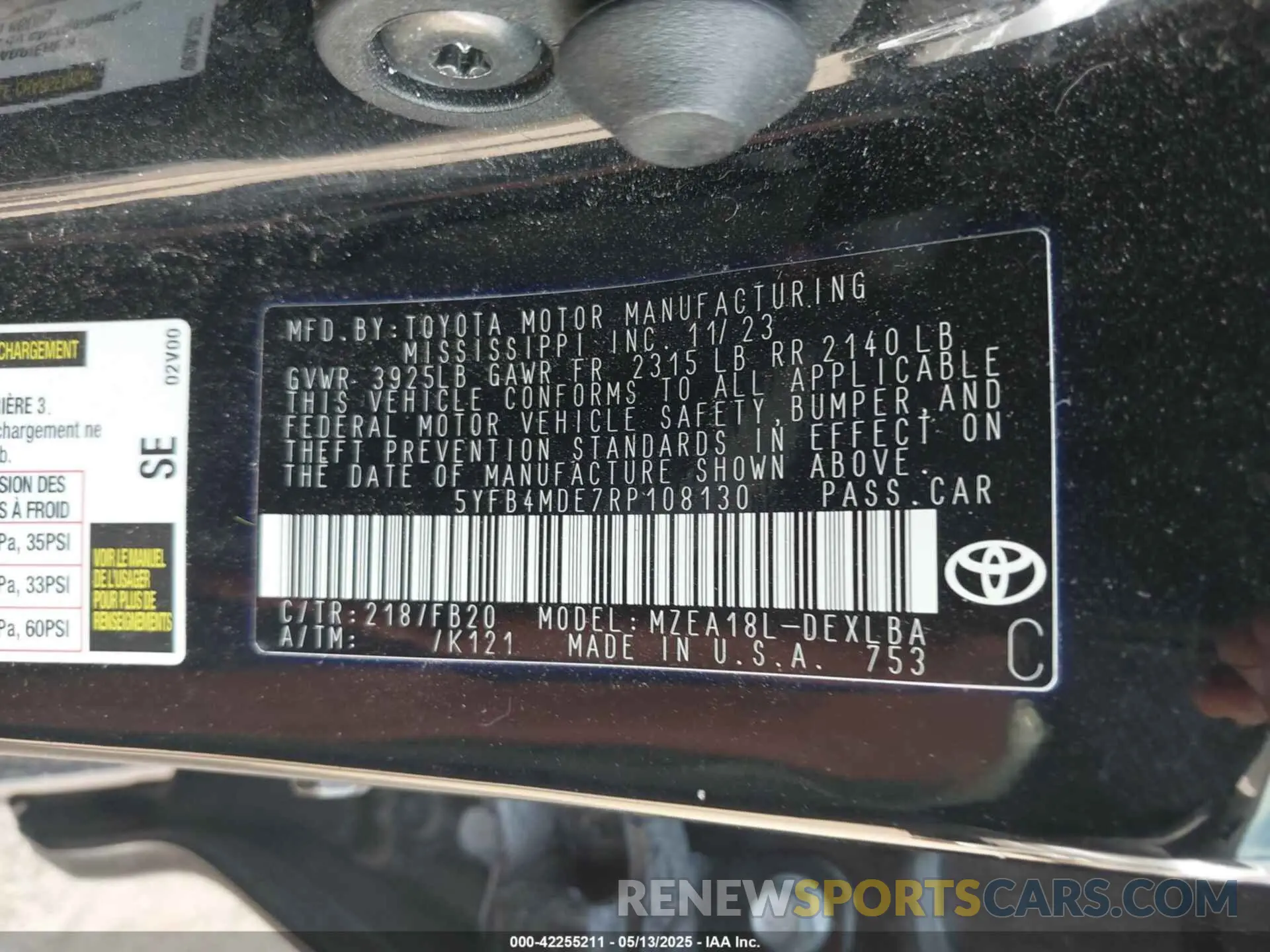 9 fotografías del automóvil dañado 5YFB4MDE7RP108130 TOYOTA COROLLA 2024