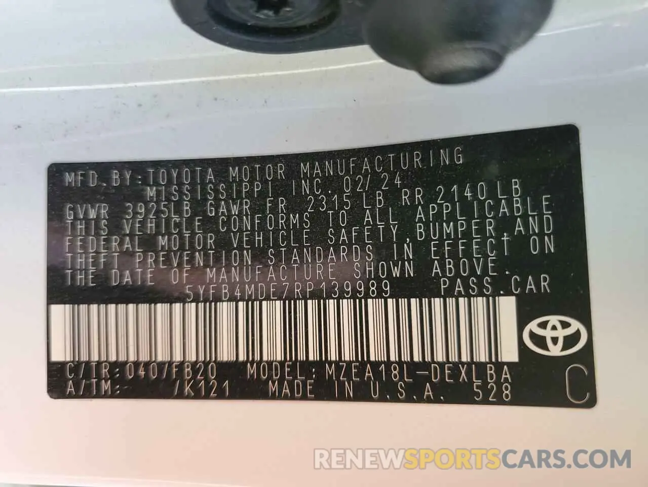 13 fotografías del automóvil dañado 5YFB4MDE7RP139989 TOYOTA COROLLA 2024
