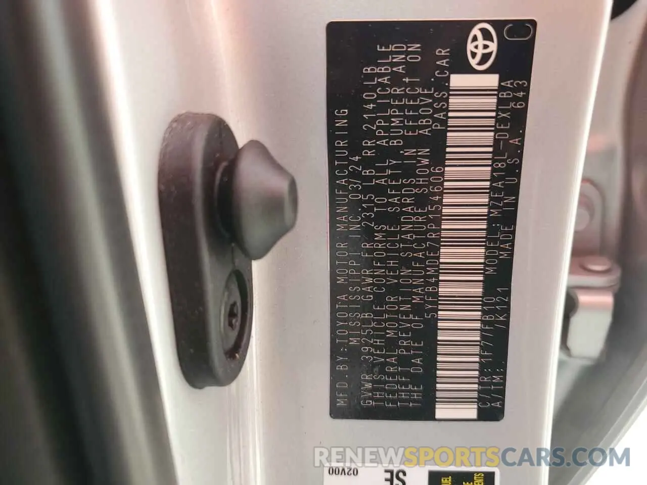 12 fotografías del automóvil dañado 5YFB4MDE7RP154606 TOYOTA COROLLA 2024