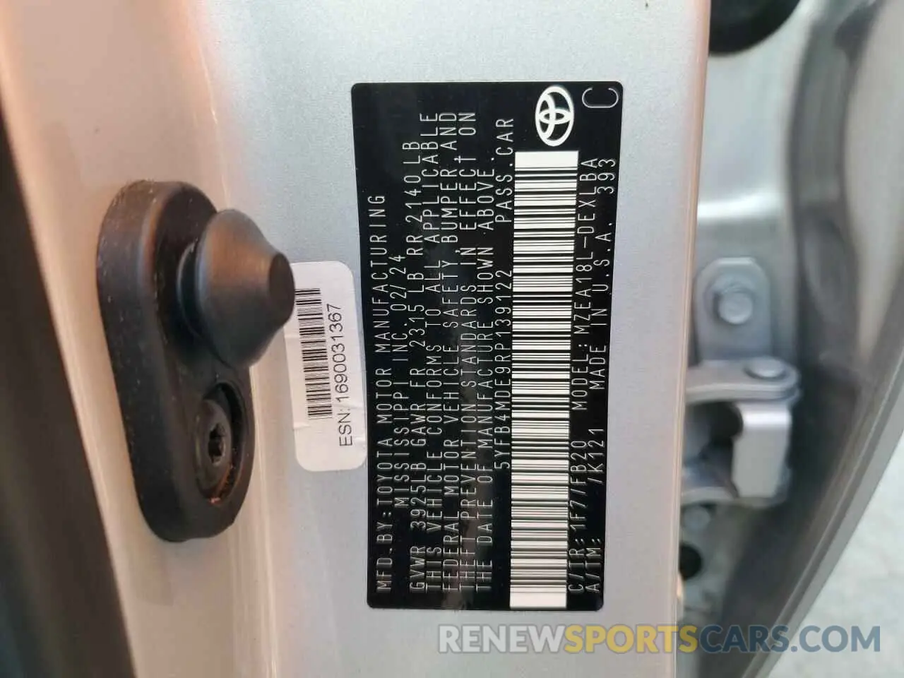 12 fotografías del automóvil dañado 5YFB4MDE9RP139122 TOYOTA COROLLA 2024
