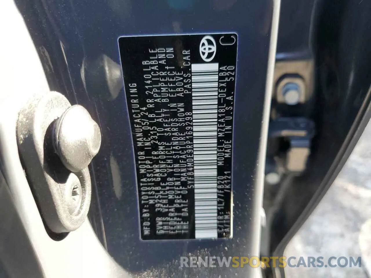 12 fotografías del automóvil dañado 5YFB4MDE9RP169298 TOYOTA COROLLA 2024