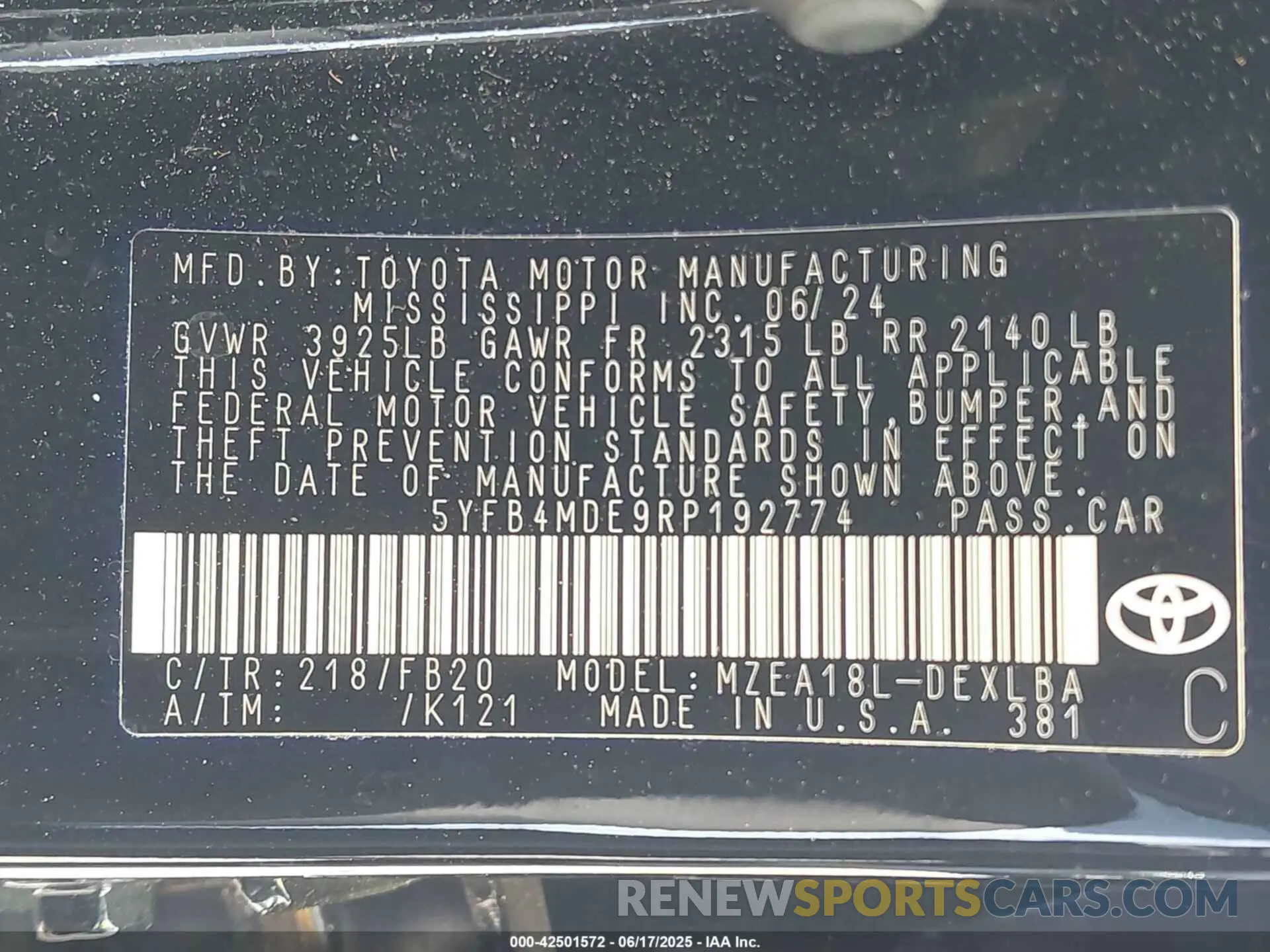 9 fotografías del automóvil dañado 5YFB4MDE9RP192774 TOYOTA COROLLA 2024