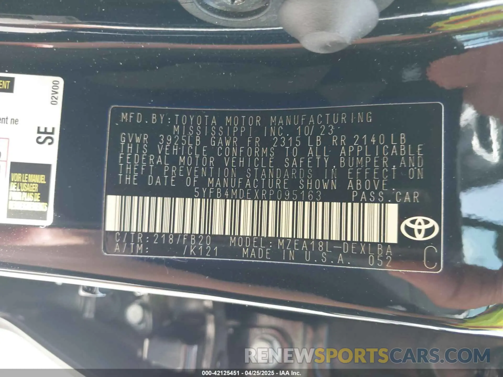9 fotografías del automóvil dañado 5YFB4MDEXRP095163 TOYOTA COROLLA 2024
