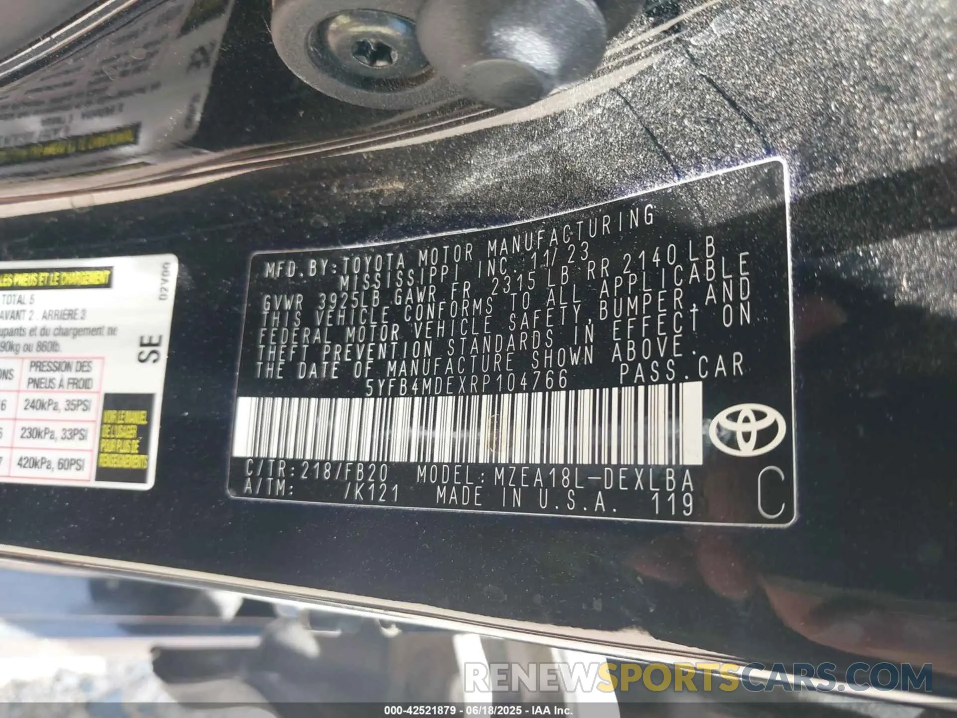 9 fotografías del automóvil dañado 5YFB4MDEXRP104766 TOYOTA COROLLA 2024