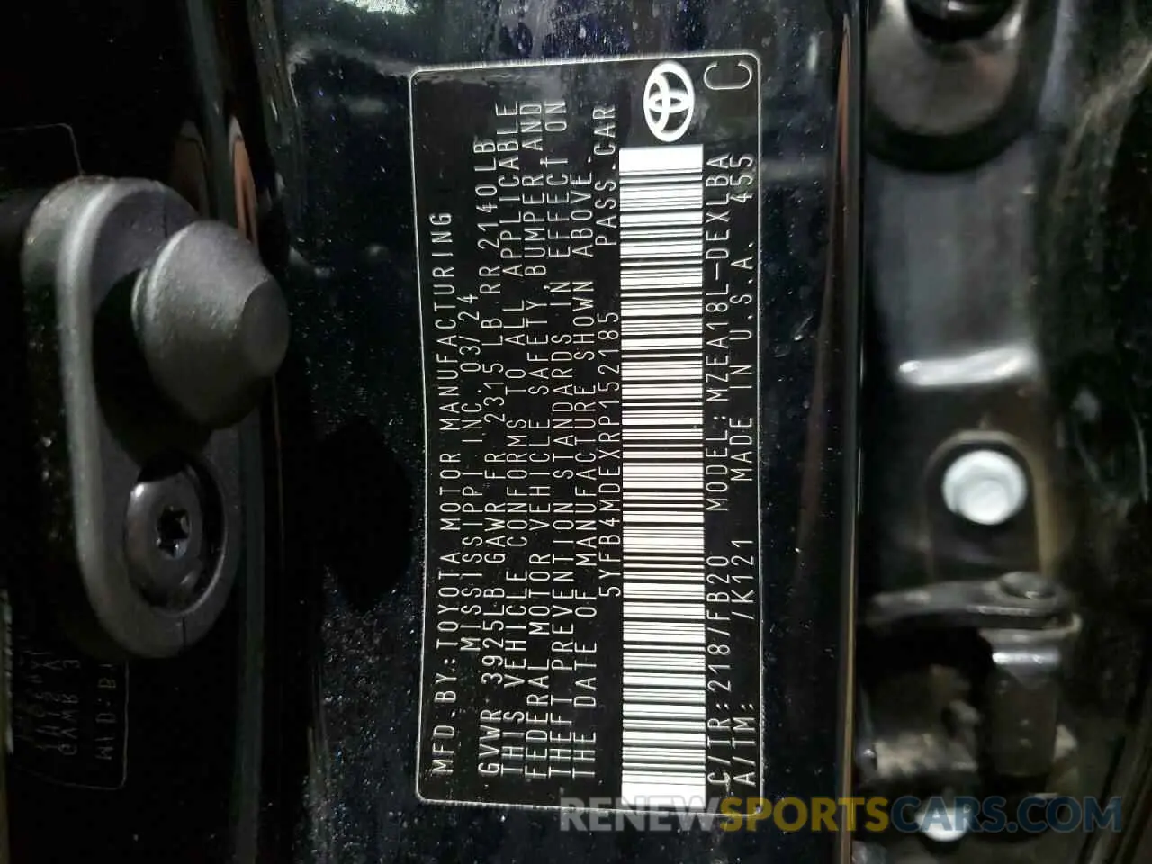 13 fotografías del automóvil dañado 5YFB4MDEXRP152185 TOYOTA COROLLA 2024