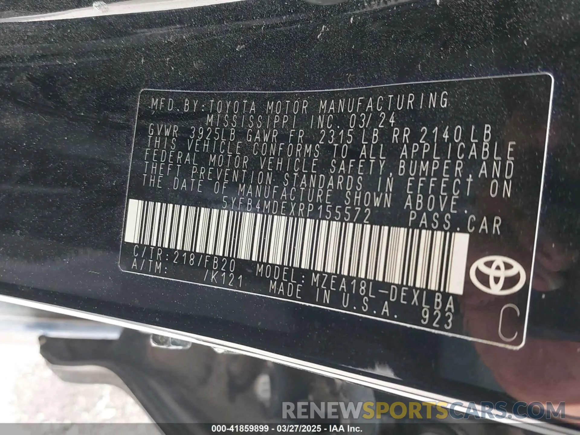 9 fotografías del automóvil dañado 5YFB4MDEXRP155572 TOYOTA COROLLA 2024
