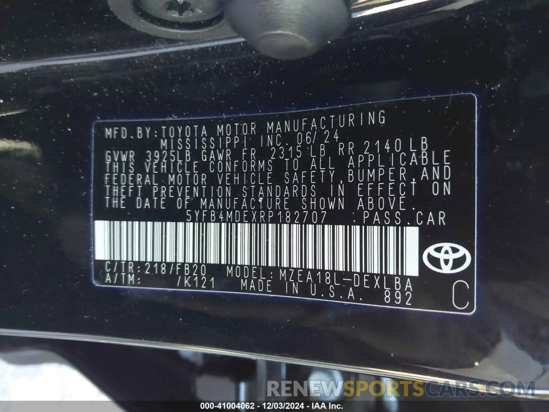 9 fotografías del automóvil dañado 5YFB4MDEXRP182707 TOYOTA COROLLA 2024