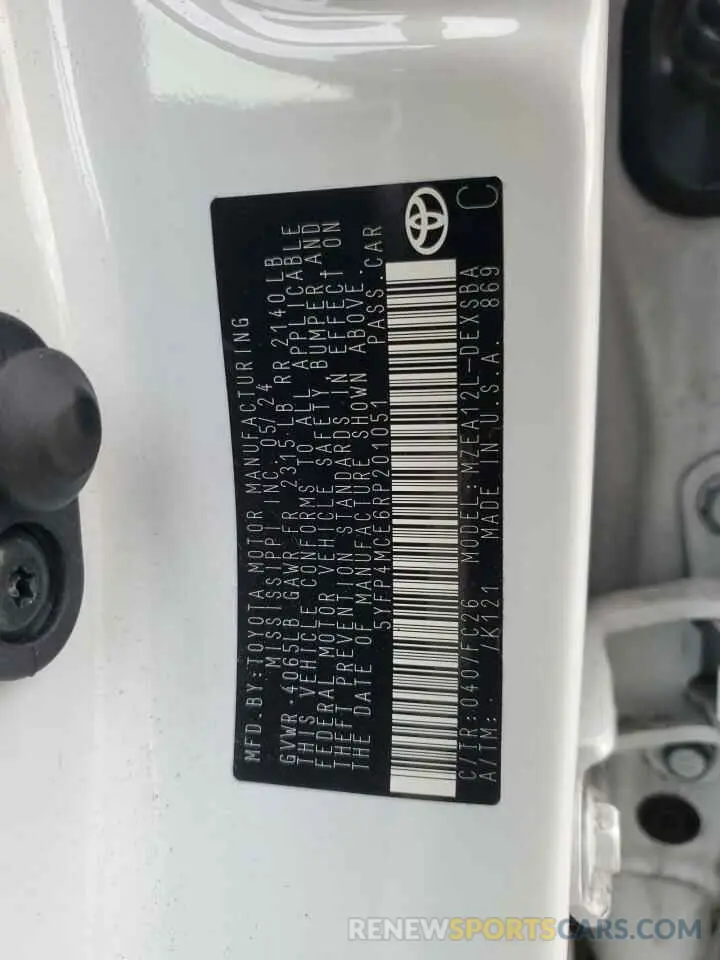 12 fotografías del automóvil dañado 5YFP4MCE6RP201051 TOYOTA COROLLA 2024