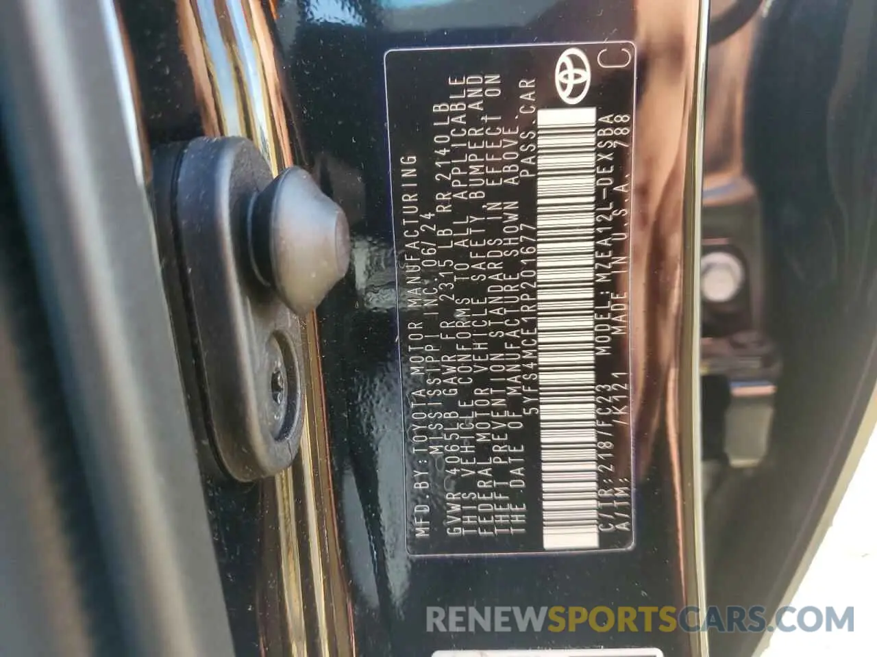 12 fotografías del automóvil dañado 5YFS4MCE1RP201677 TOYOTA COROLLA 2024
