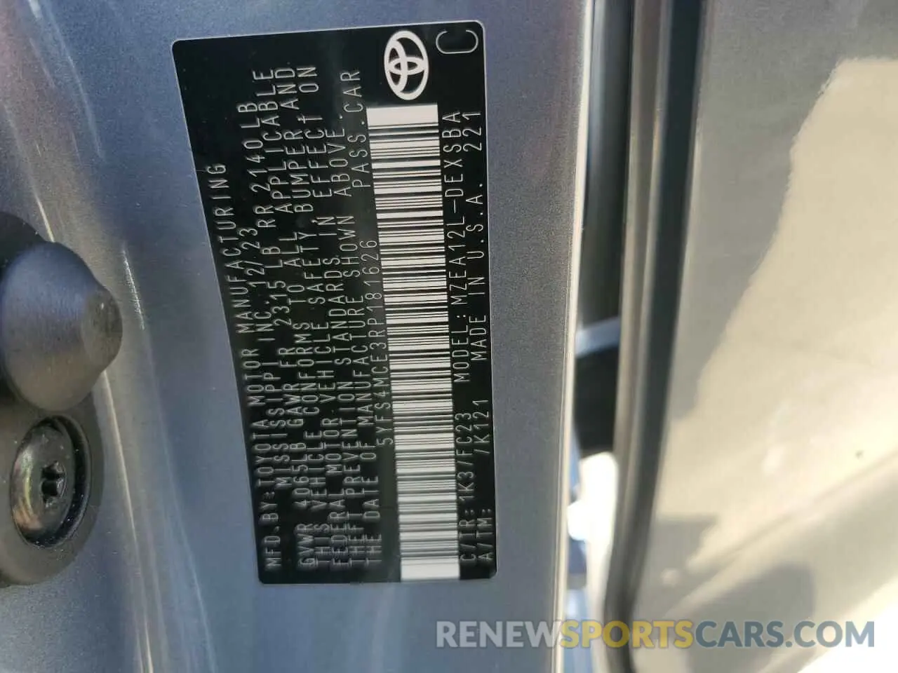 13 fotografías del automóvil dañado 5YFS4MCE3RP181626 TOYOTA COROLLA 2024