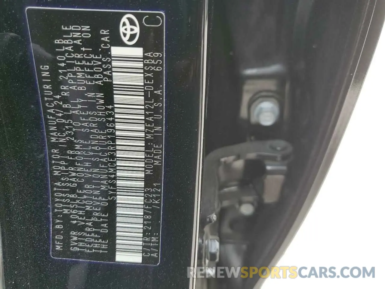 12 fotografías del automóvil dañado 5YFS4MCE3RP196434 TOYOTA COROLLA 2024