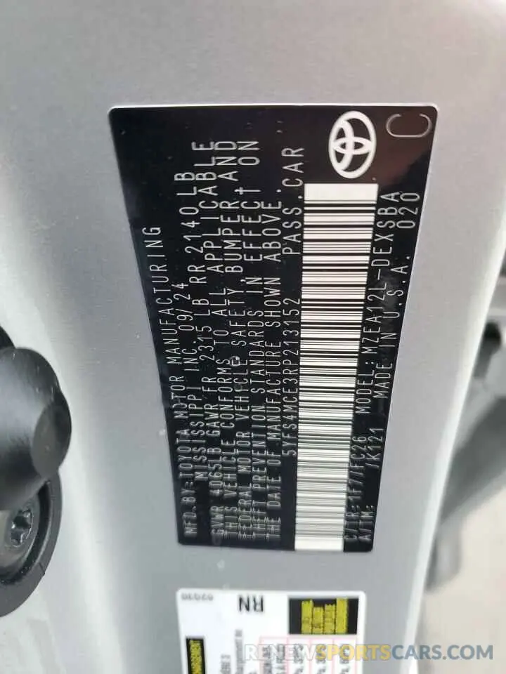 13 fotografías del automóvil dañado 5YFS4MCE3RP213152 TOYOTA COROLLA 2024