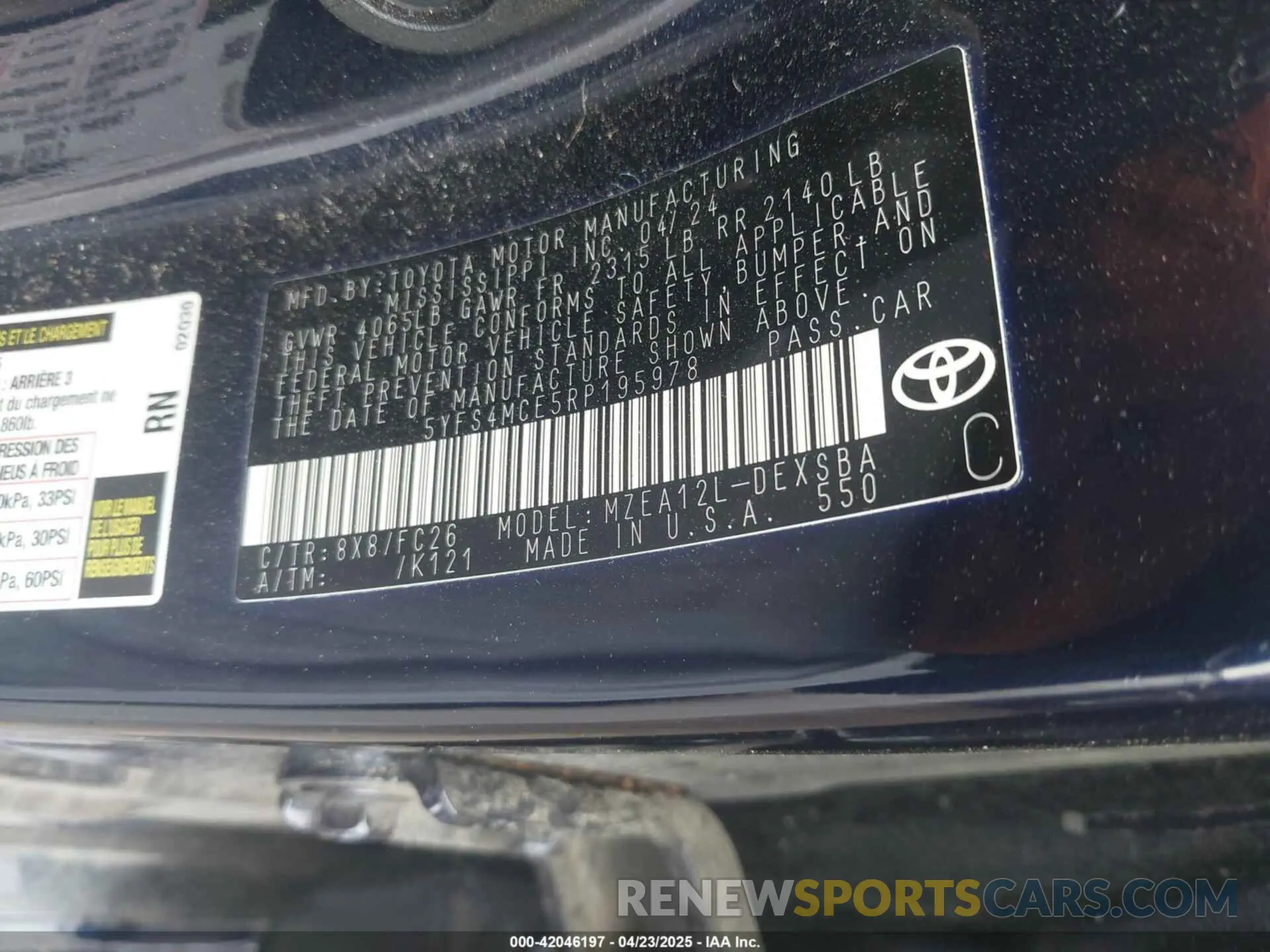 9 fotografías del automóvil dañado 5YFS4MCE5RP195978 TOYOTA COROLLA 2024