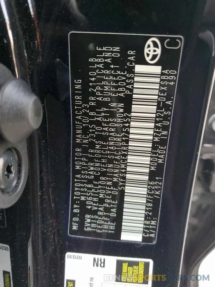 12 fotografías del automóvil dañado 5YFS4MCEXRP175452 TOYOTA COROLLA 2024