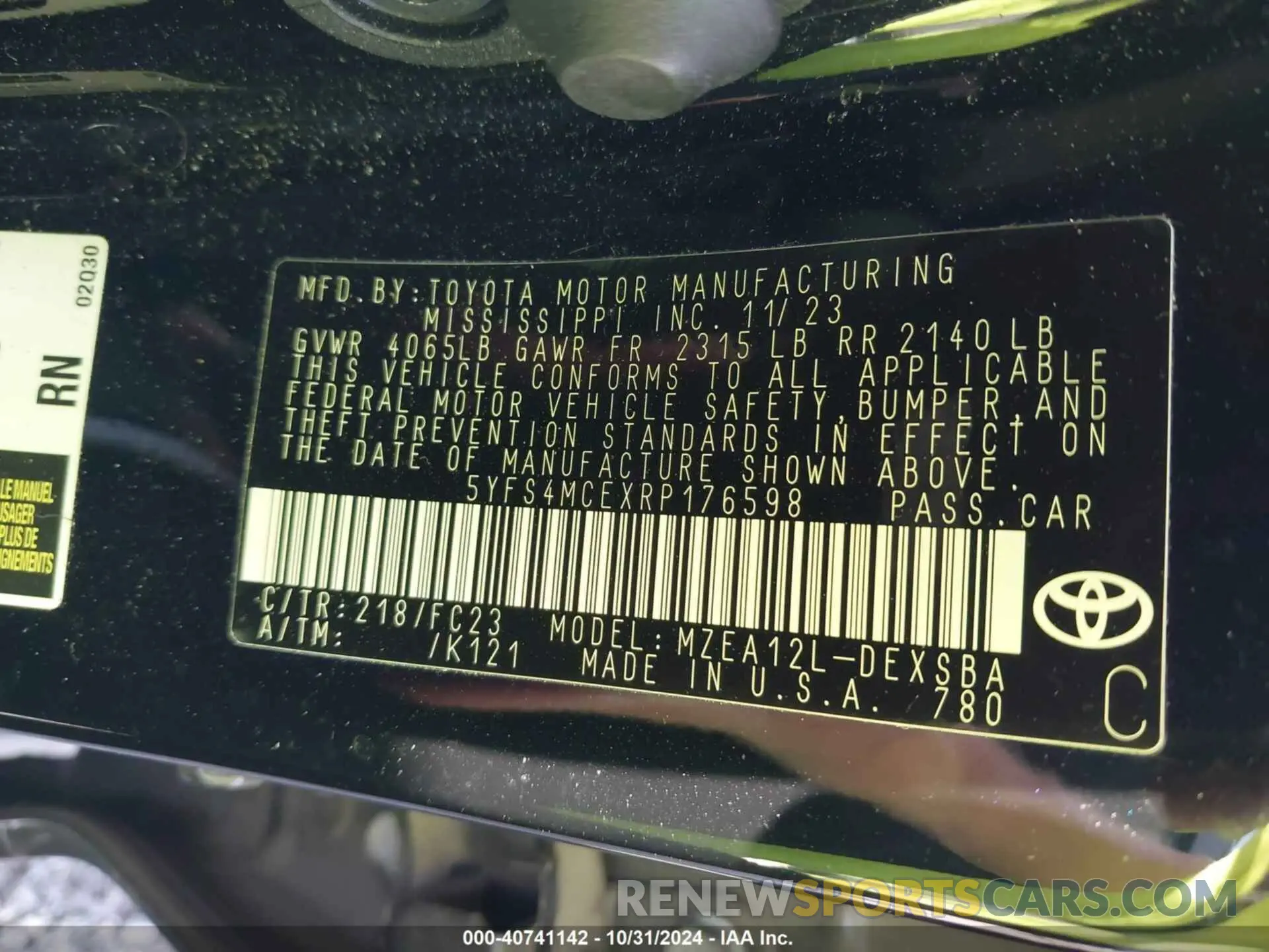 9 fotografías del automóvil dañado 5YFS4MCEXRP176598 TOYOTA COROLLA 2024