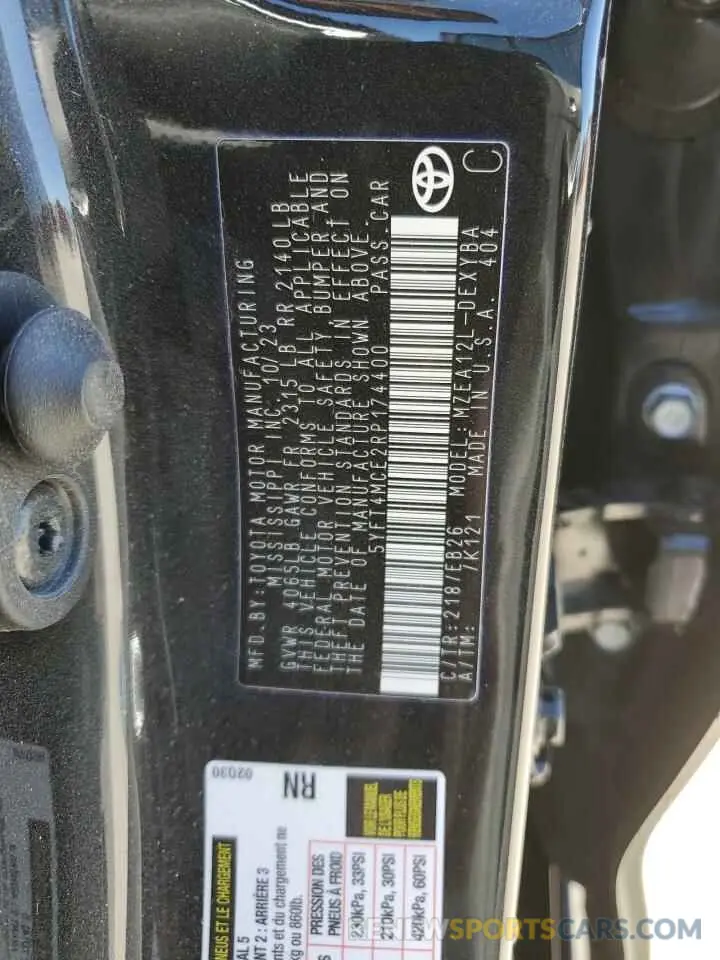12 fotografías del automóvil dañado 5YFT4MCE2RP174400 TOYOTA COROLLA 2024
