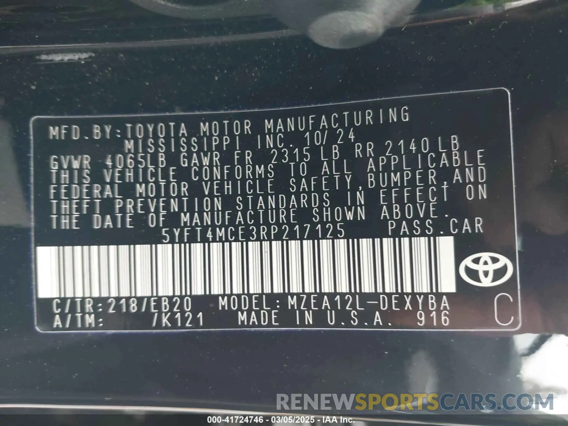 9 fotografías del automóvil dañado 5YFT4MCE3RP217125 TOYOTA COROLLA 2024