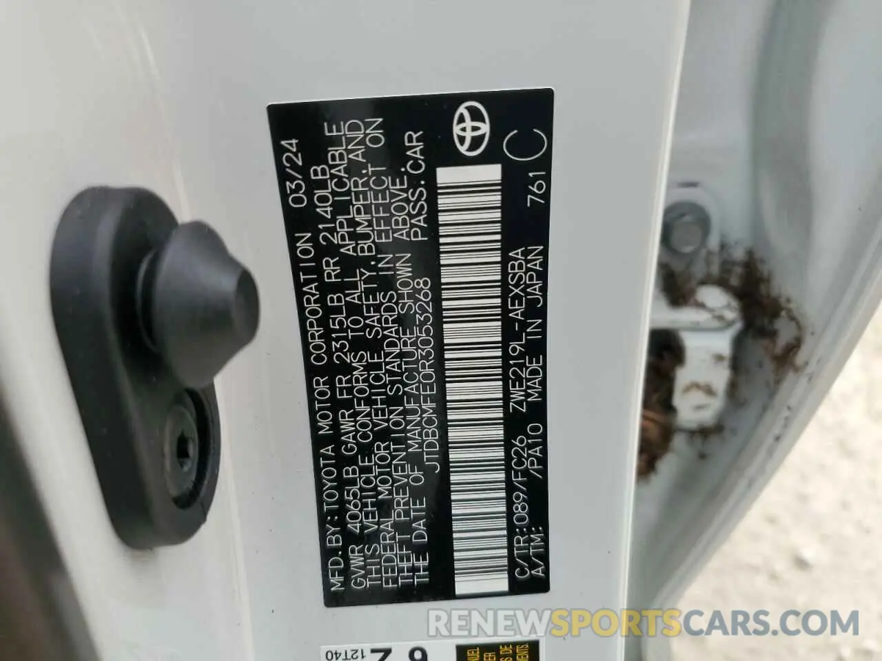 13 fotografías del automóvil dañado JTDBCMFE0R3053268 TOYOTA COROLLA 2024