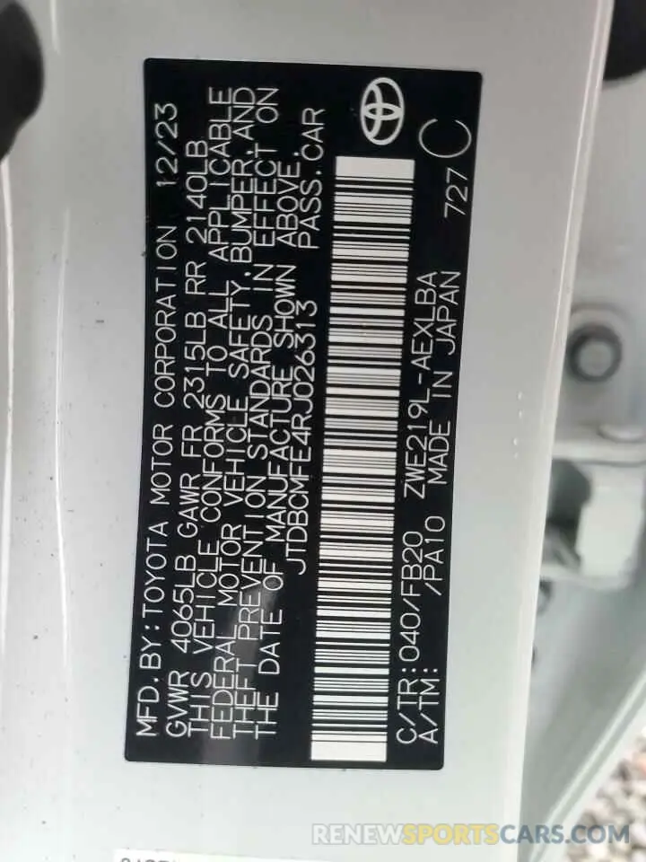 13 fotografías del automóvil dañado JTDBCMFE4RJ026313 TOYOTA COROLLA 2024