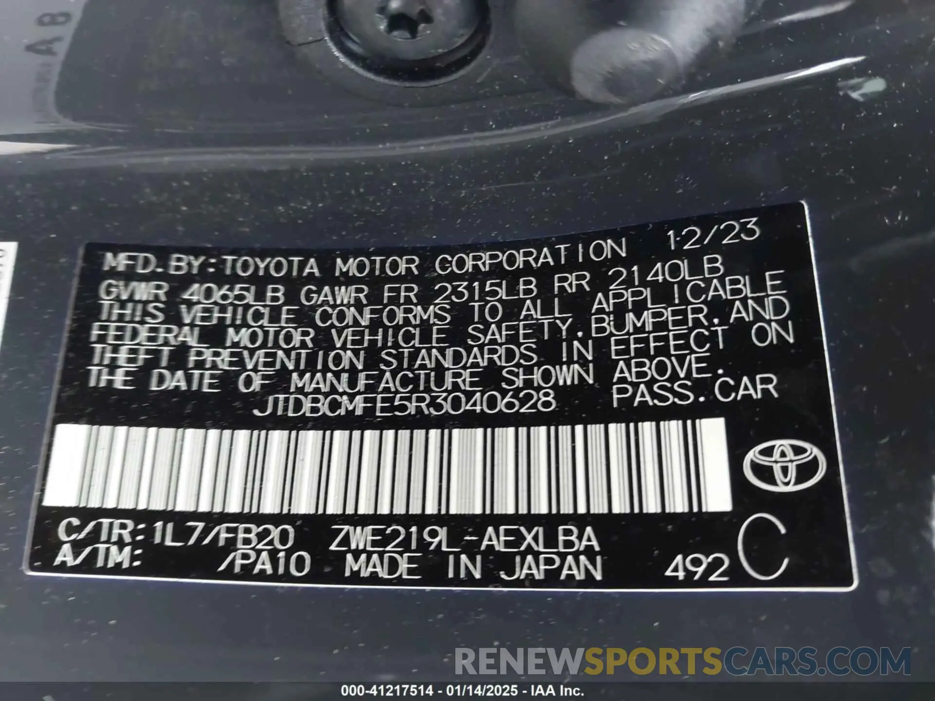 9 fotografías del automóvil dañado JTDBCMFE5R3040628 TOYOTA COROLLA 2024