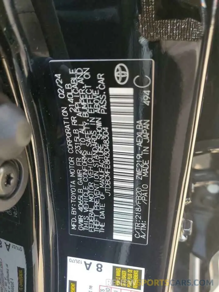 12 fotografías del automóvil dañado JTDBCMFE8R3048304 TOYOTA COROLLA 2024