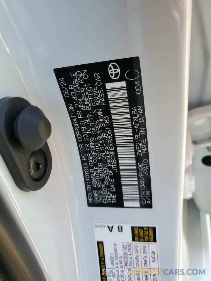 12 fotografías del automóvil dañado JTDBCMFEXR3061183 TOYOTA COROLLA 2024