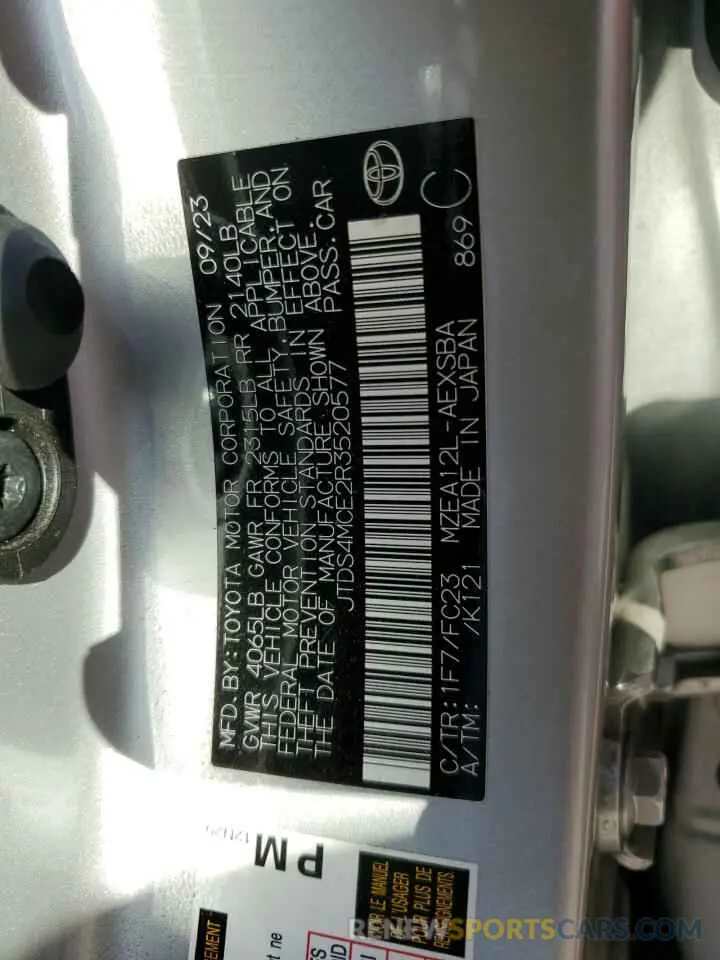 12 fotografías del automóvil dañado JTDS4MCE2R3520577 TOYOTA COROLLA 2024